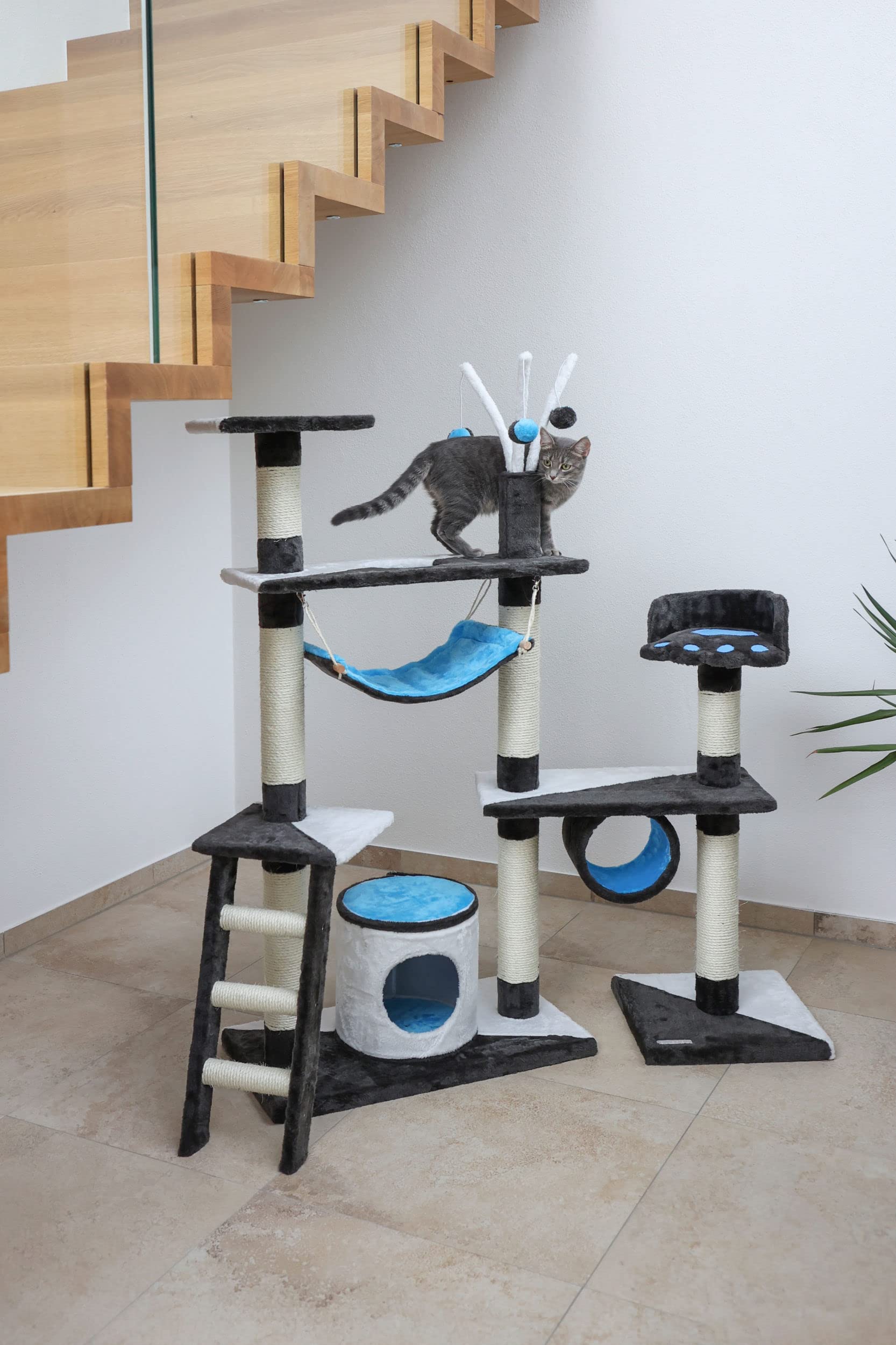 kerbl-pet-kratzbaum-creativ-anthrazit-blau-wei-h-he-150-cm image 4