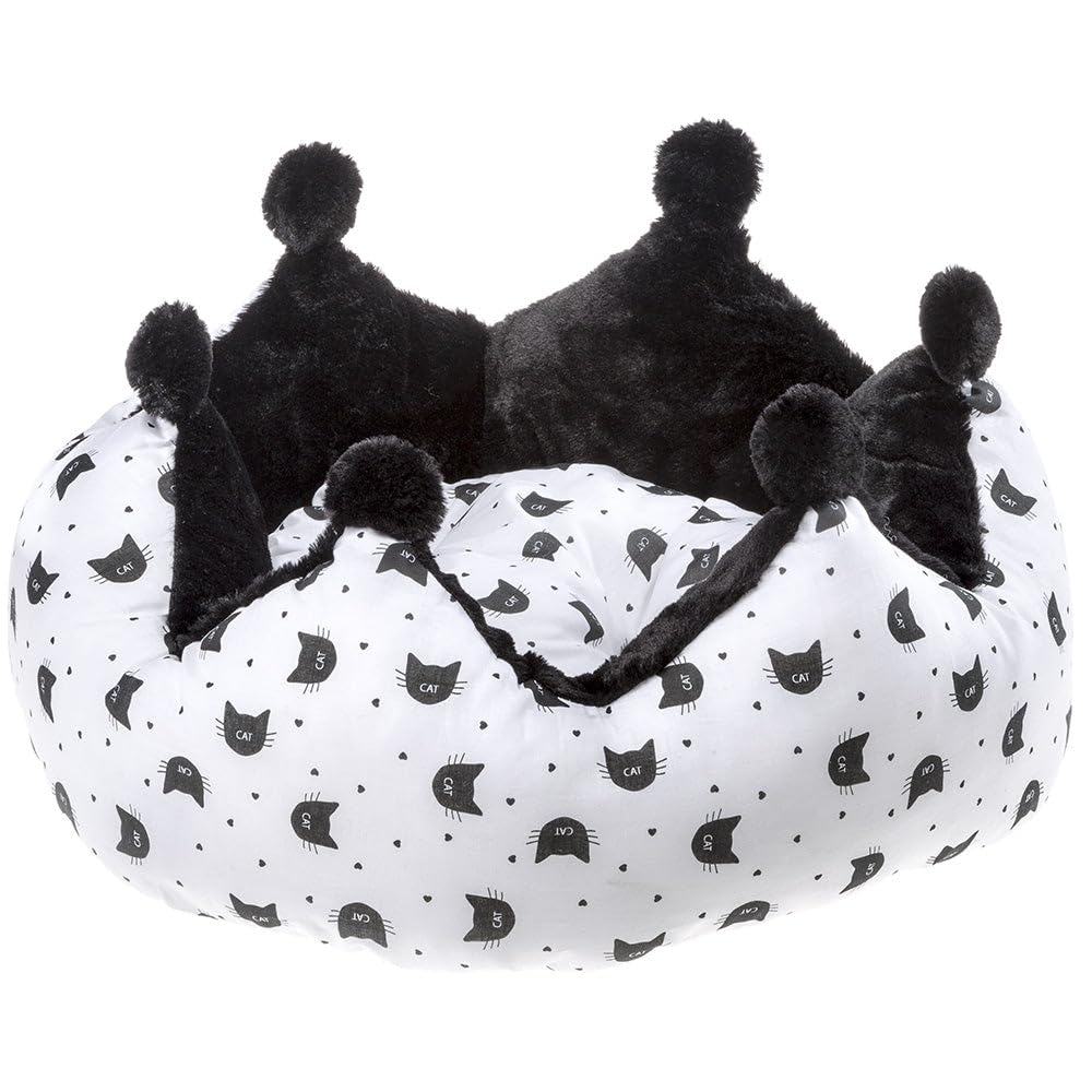 ferplast-mikado-gepolstertes-katzenbett-wild-schwarz-wei-60-x-55-x-h-30-cm image 1