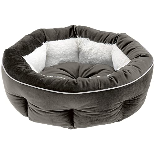 ferplast-hundebett-katzenbett-marquis-55-45-x-16-cm-grau-velours-mit-pl-schfutte image 2
