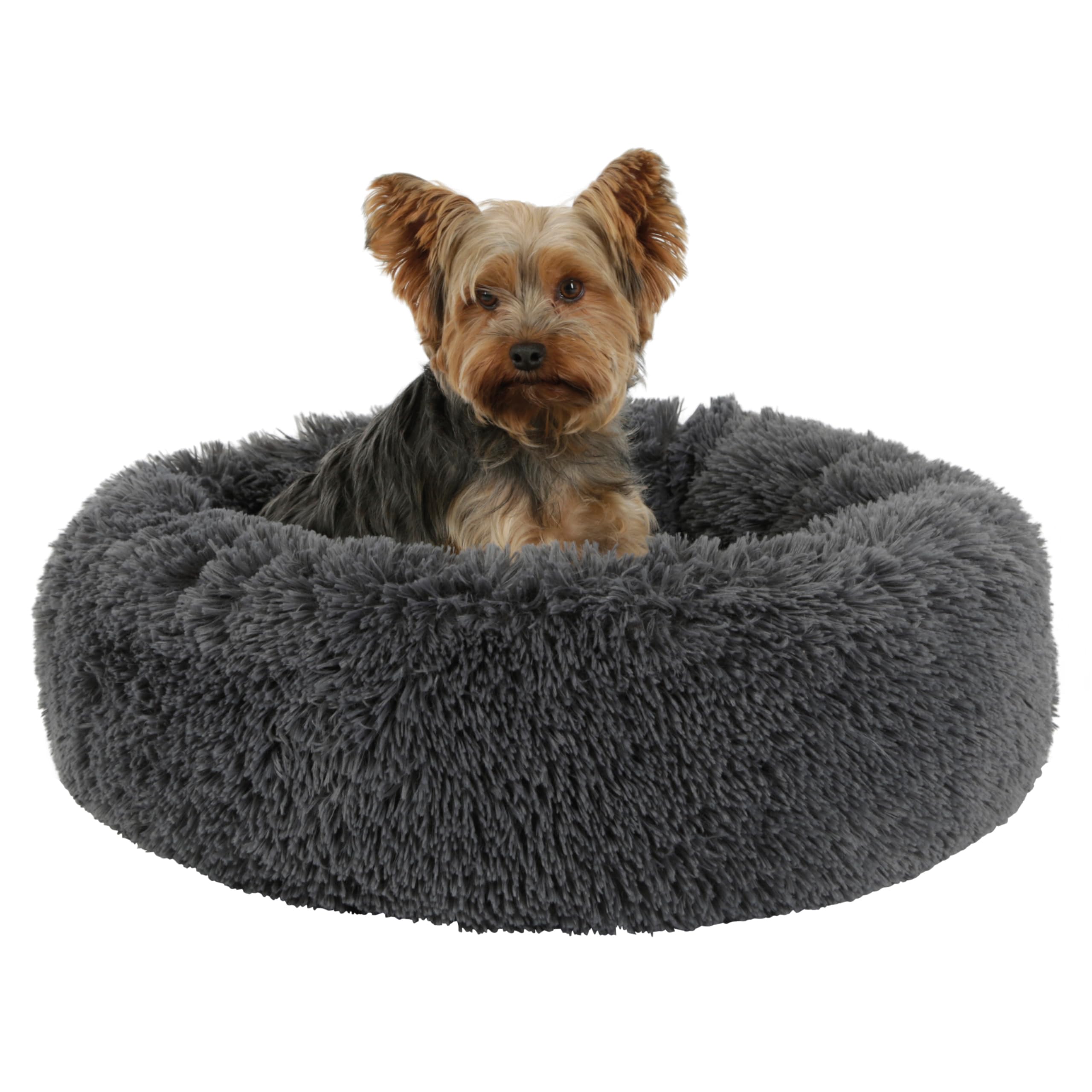 kerbl-pet-kuschelbett-fluffy-rund-hundebett-und-katzenbett-grau-60-cm-x-h-18-cm image 1
