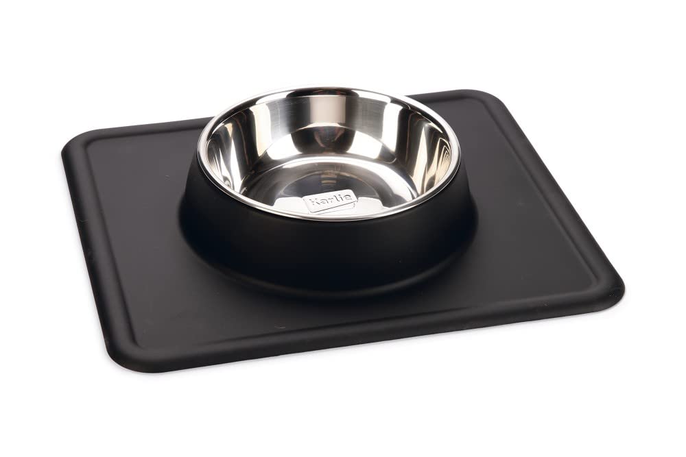 karlie-dex-silikon-inox-napf-350-ml-schwarz-edelstahlnapf-mit-silikonrand image 1