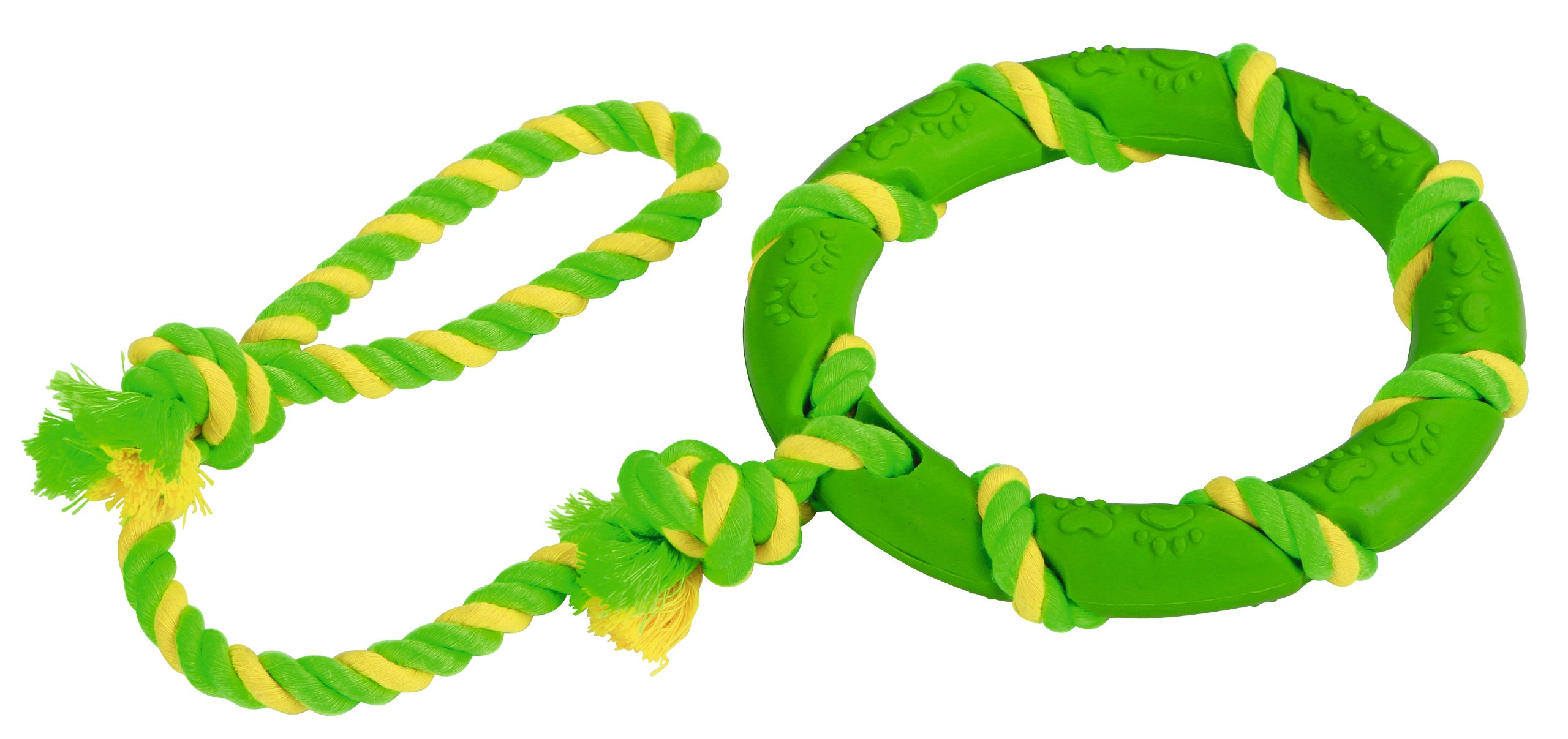 kerbl-pet-ring-am-seil-hundespielzeug-vollgummi-baumwolle-47-cm-gr-n-gelb image 2