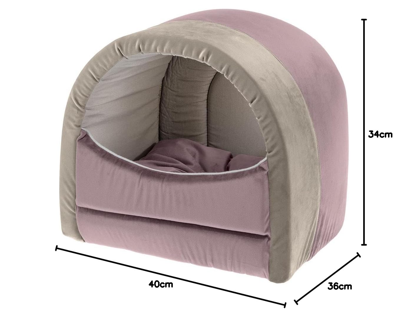 ferplast-majesty-20-katzenhaus-runde-samt-katzenh-hle-40-x-34-x-h-36-cm-rosa image 2