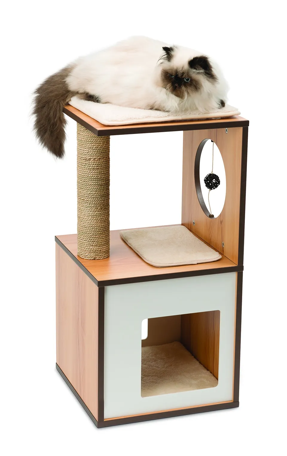 catit-vesper-box-52075-katzenm-bel-klein-walnuss-kubus-h-hle-mit-kissen image 1