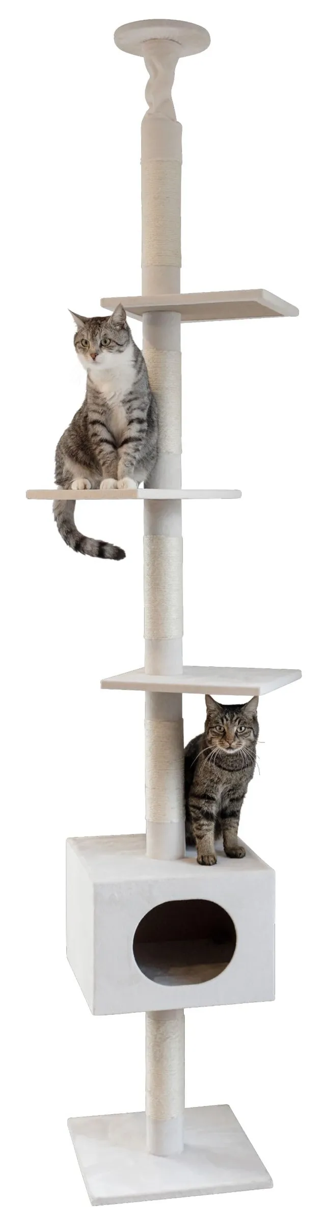 kerbl-pet-kratzbaum-ferdi-wei-38x38x240-260-cm-mit-deckenspanner image 1