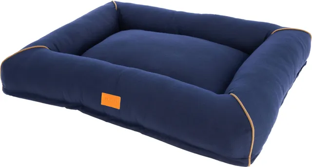 kerbl-pet-kuschelbett-jerome-dunkelblau-cognac-75x60x10-cm-hundebett image 1