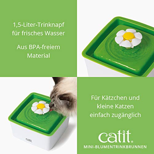 catit-flower-fountain-mini-blumentrinkbrunnen-f-r-katzen-1-5l-wei-gr-n image 8